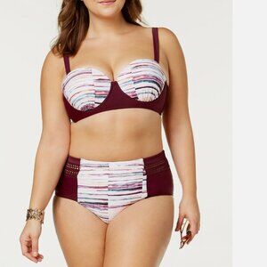 NWT Raisins Curve Swimsuit Bikini set Plus Size 18W Baja Surf Lush Underwire